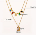 Square  Stainless Steel  Multilayer Chains Necklace Set N3884