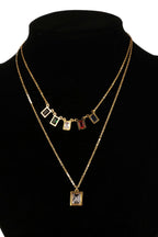 Square  Stainless Steel  Multilayer Chains Necklace Set N3884
