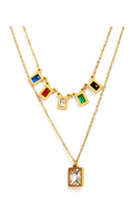 Square  Stainless Steel  Multilayer Chains Necklace Set N3884
