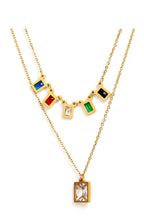 Square  Stainless Steel  Multilayer Chains Necklace Set N3884