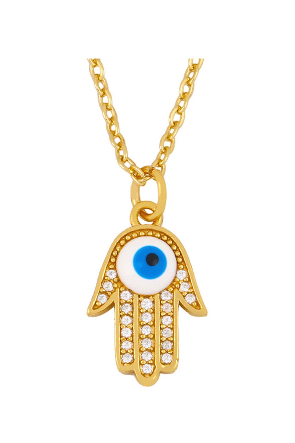 Palm Zircon Copper Chain Necklace N3895