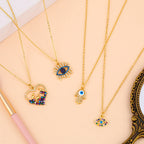 Evil Eye Zircon Copper Chain Necklace N3896