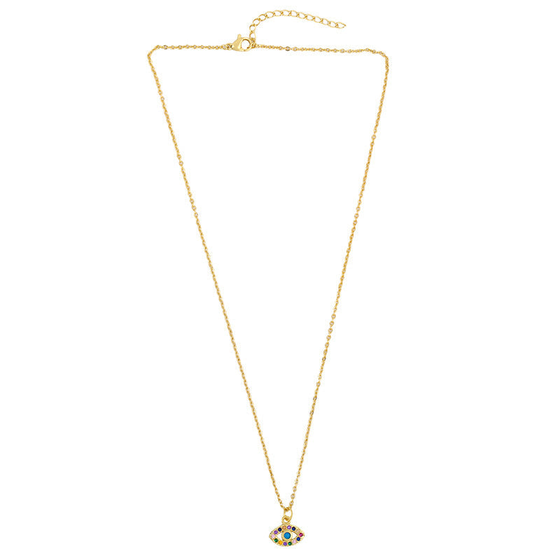 Evil Eye Zircon Copper Chain Necklace N3896