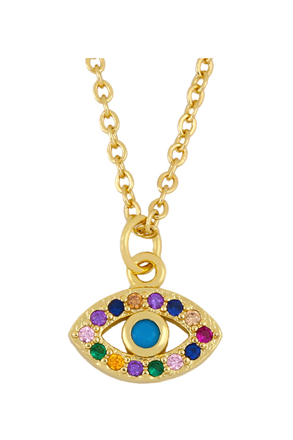 Evil Eye Zircon Copper Chain Necklace N3896