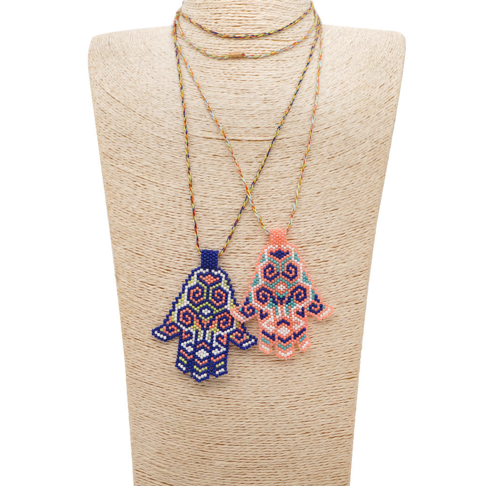 Palm Seed Bead Pendant Necklace N3904