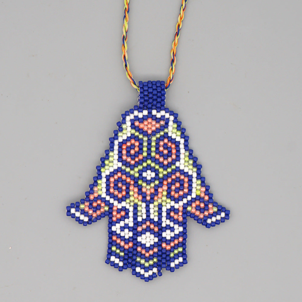 Palm Seed Bead Pendant Necklace N3904