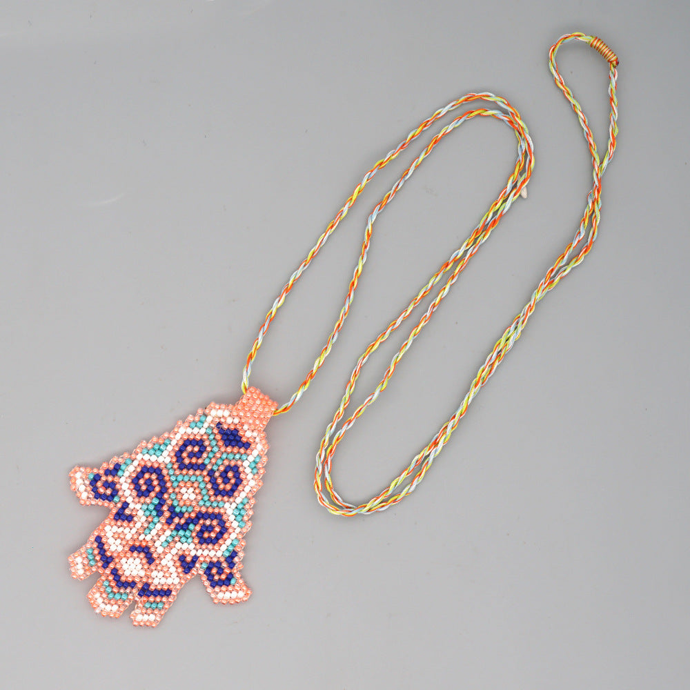 Palm Seed Bead Pendant Necklace N3904