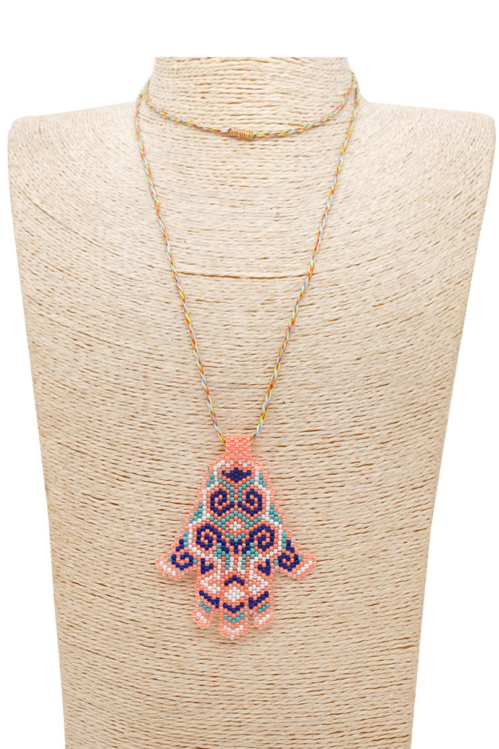 Palm Seed Bead Pendant Necklace N3904