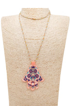 Palm Seed Bead Pendant Necklace N3904