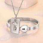 Key & Lock Stainless Steel Necklace Bracelet N4053