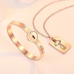 Key & Lock Stainless Steel Necklace Bracelet N4053