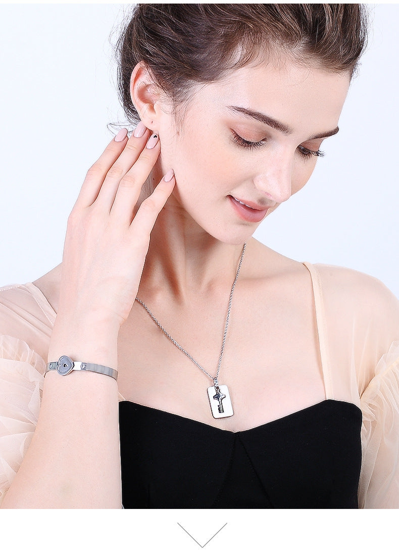 Key & Lock Stainless Steel Necklace Bracelet N4053