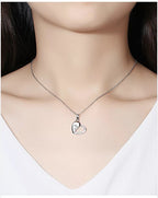 Heart Rhinestone Silver Couple Necklace Set N4193-Set