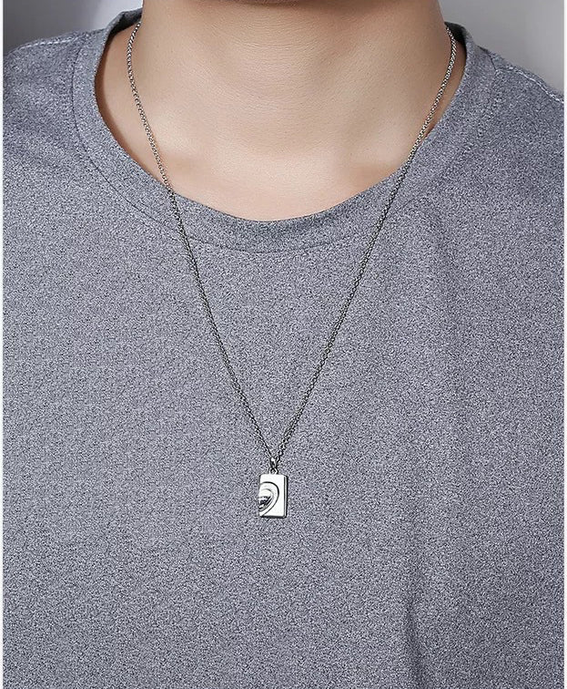 Heart Rhinestone Silver Couple Necklace Set N4193-Set