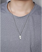 Heart Rhinestone Silver Couple Necklace Set N4193-Set