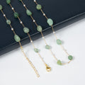 Natural Stone Pearl Chain Necklace N4377-78CM- Colored Green Jade