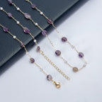 Natural Stone Pearl Chain Necklace N4377-78CM-Amethyst