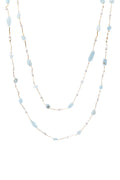Natural Stone Pearl Chain Necklace N4377-78CM-Aquamarine