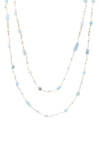 Natural Stone Pearl Chain Necklace N4377-78CM-Aquamarine