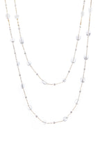 Natural Stone Pearl Chain Necklace N4377-78CM-Clear Quartz
