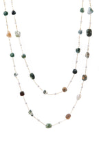 Natural Stone Pearl Chain Necklace N4377-78CM-Indian Agate