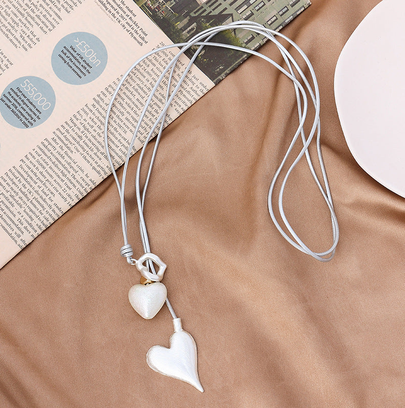 Heart Pendant Leather Metal Necklace N4381