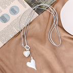 Heart Pendant Leather Metal Necklace N4381