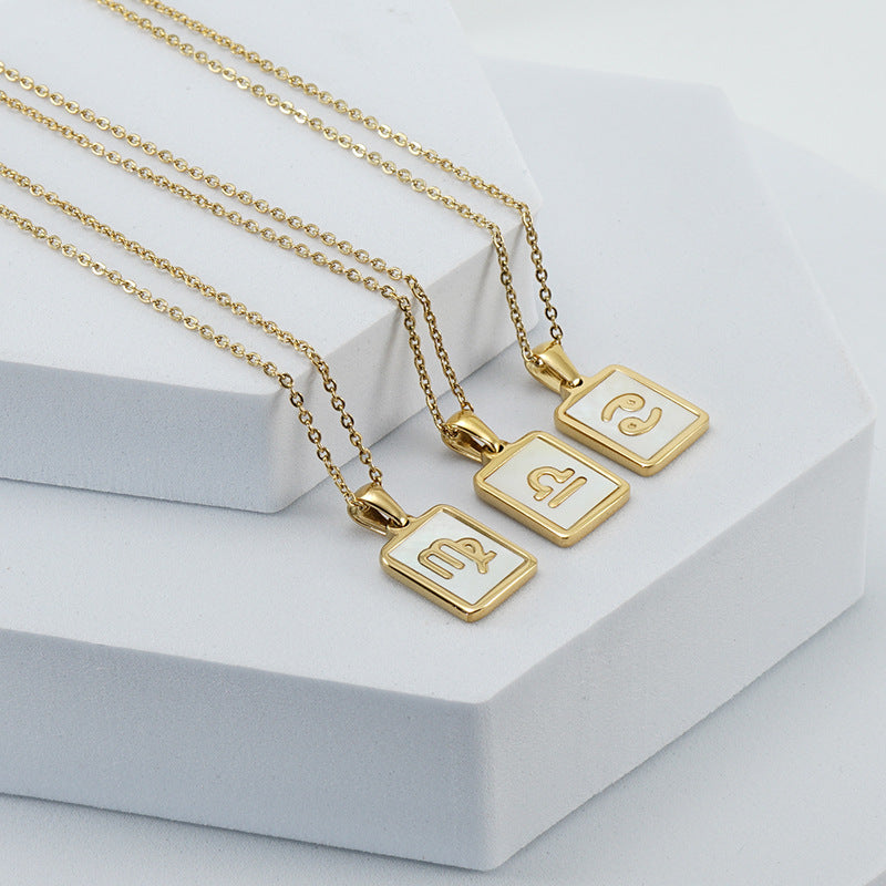 12 Constellations Square Stainless Steel Necklace N4398