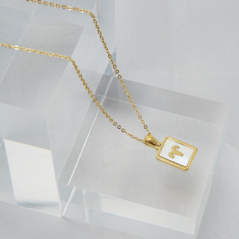 12 Constellations Square Stainless Steel Necklace N4398
