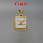 12 Constellations Square Stainless Steel Necklace N4398