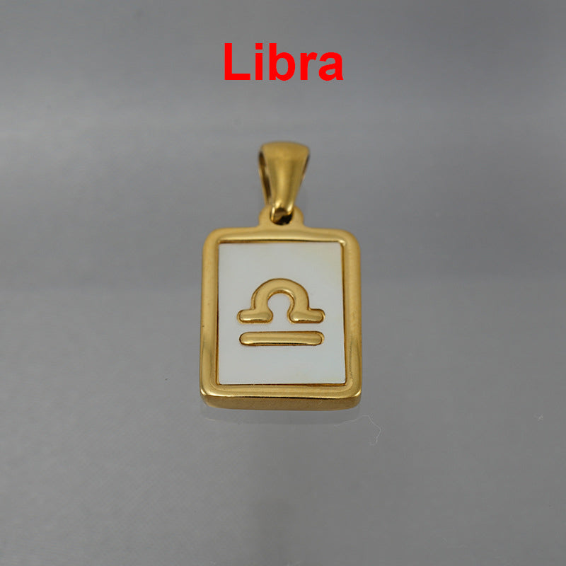 12 Constellations Square Stainless Steel Necklace N4398