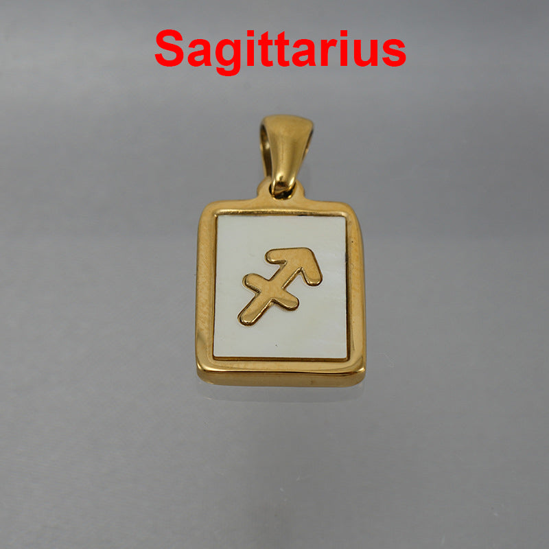 12 Constellations Square Stainless Steel Necklace N4398