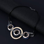 Geometry Circle Hoop Leather Necklace N4424