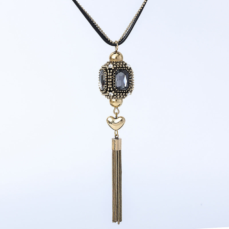 Crystal Pendant Tassel Long Necklace N4491