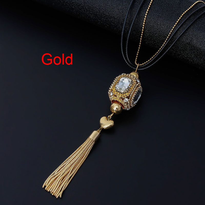 Crystal Pendant Tassel Long Necklace N4491