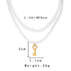 Key Double Layer Pearl Necklace N4562