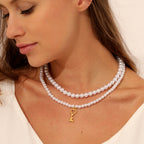 Key Double Layer Pearl Necklace N4562