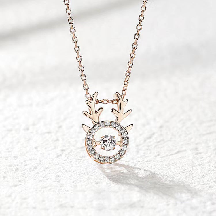 Elk Rhinestone 925 SILVER Necklace N4579