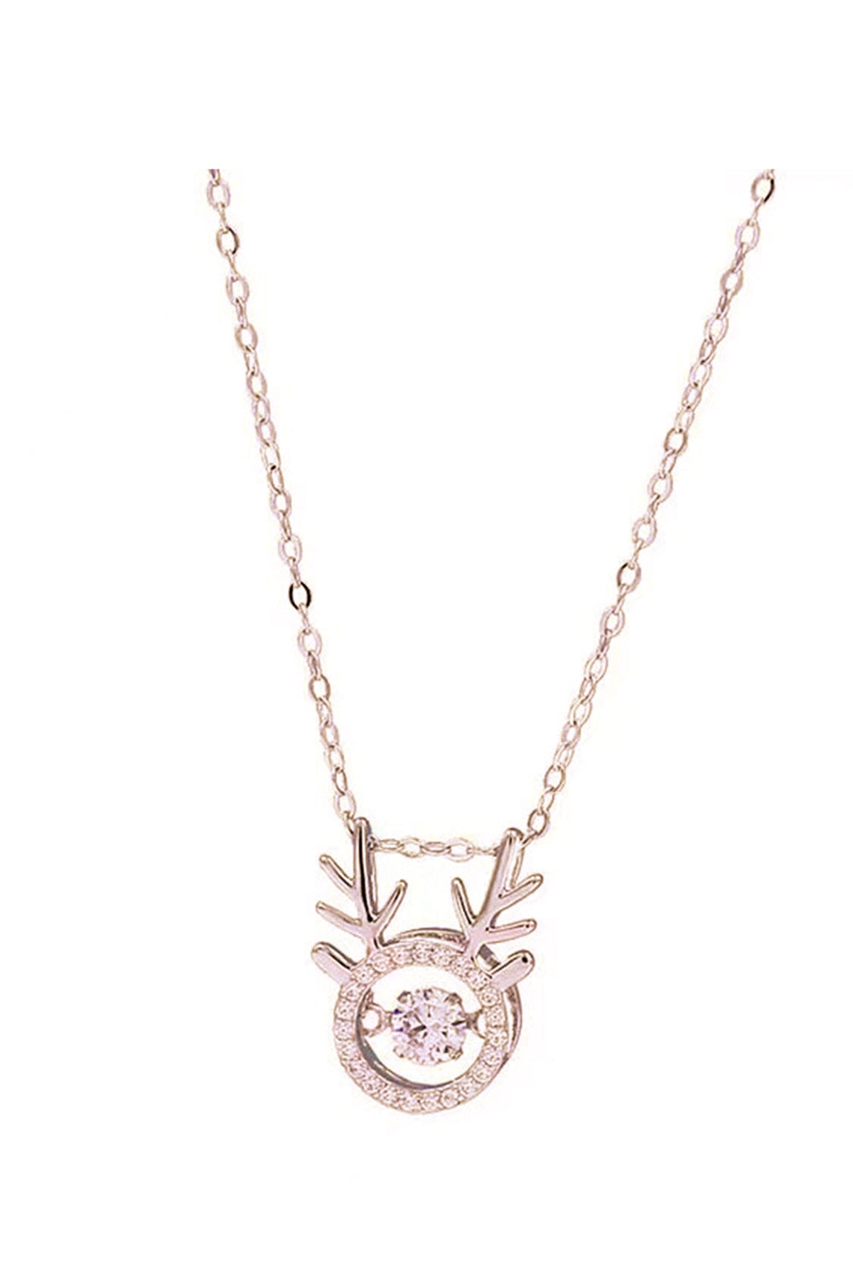 Elk Rhinestone 925 SILVER Necklace N4579