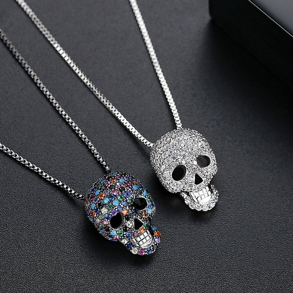 Skull Cubic Zirconia Pendant Necklace N4663