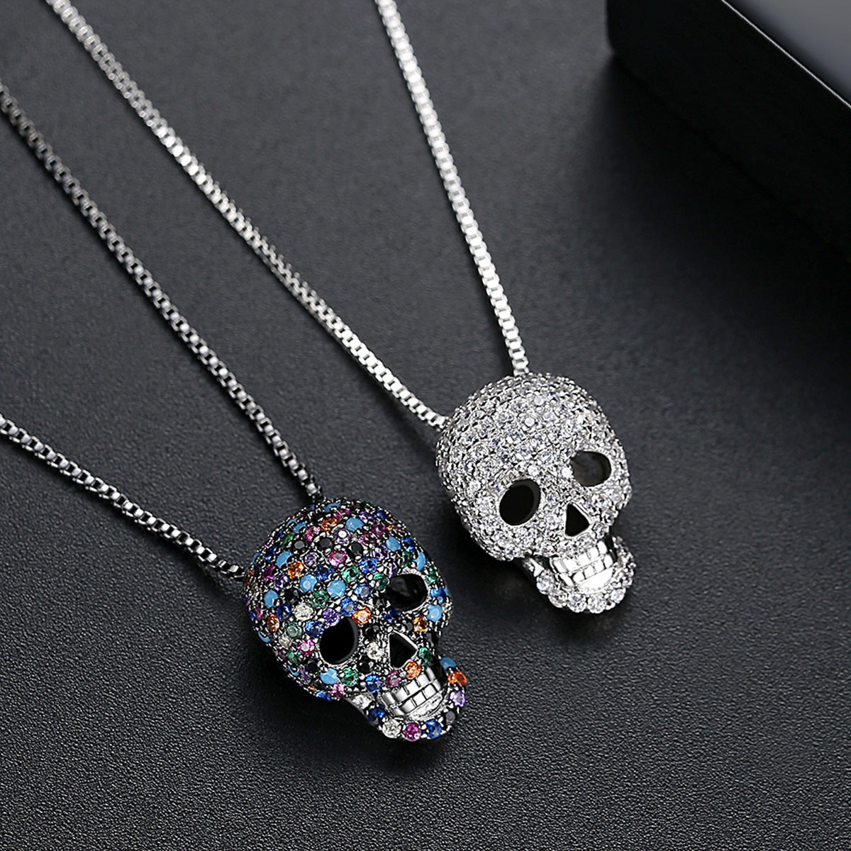 Skull Cubic Zirconia Pendant Necklace N4663