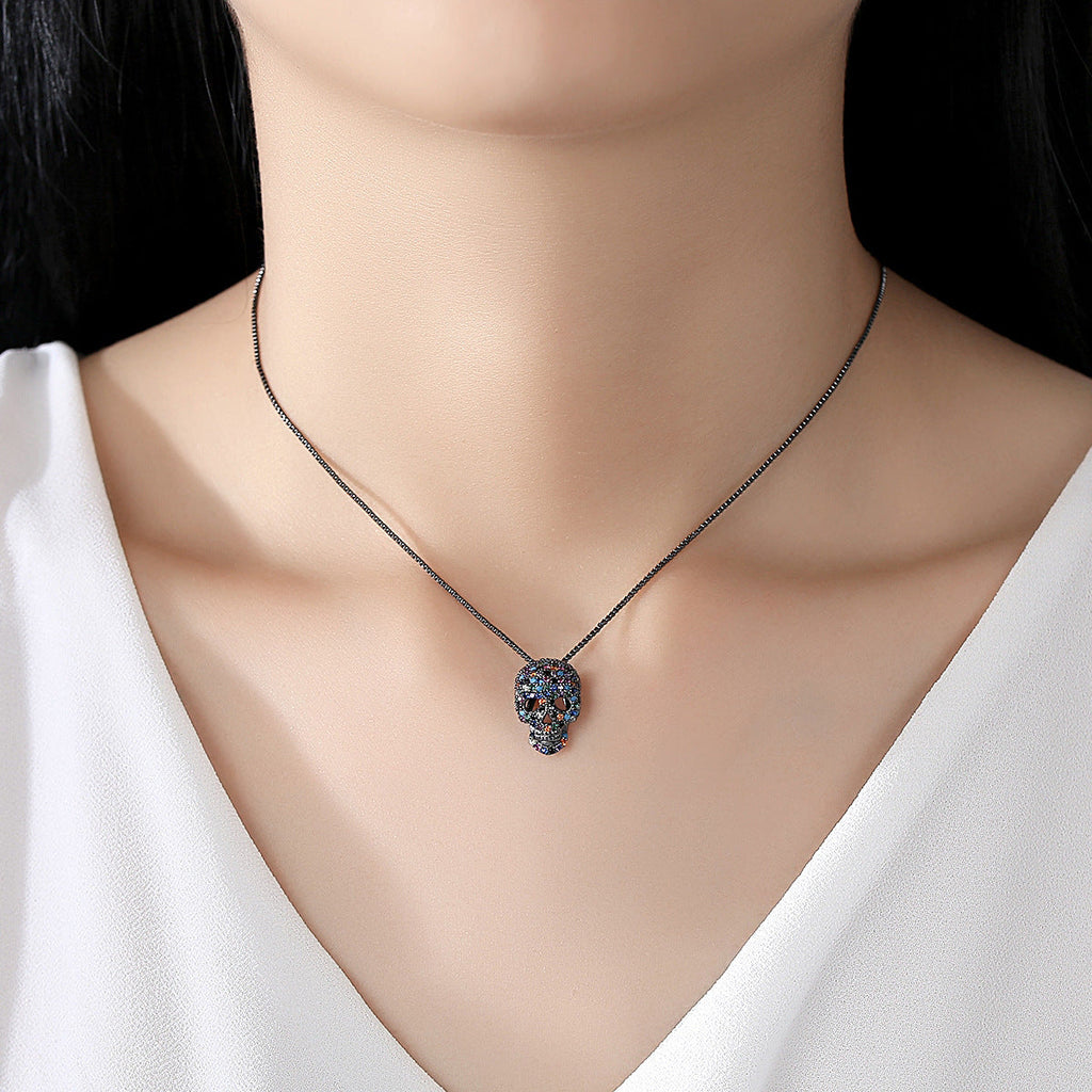 Skull Cubic Zirconia Pendant Necklace N4663