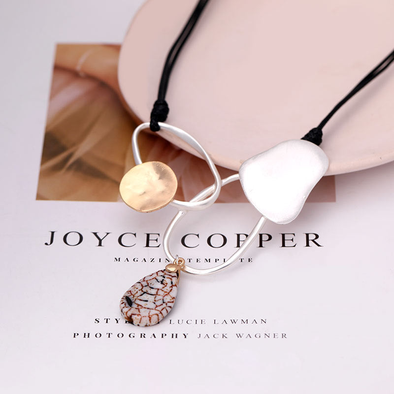 Geometry Alloy Leather Necklace N4709