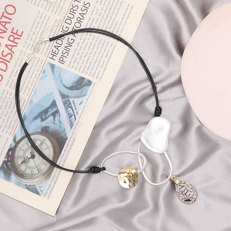 Geometry Alloy Leather Necklace N4709