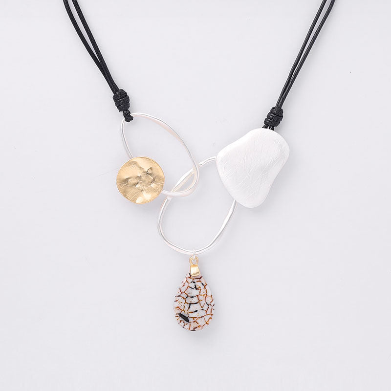 Geometry Alloy Leather Necklace N4709