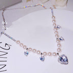 Heart Cubic Zirconia Pearl Bead Necklace N4721