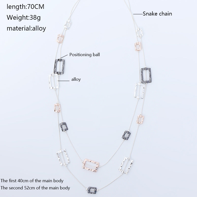 Geometric Square Alloy Chain Necklace N4733
