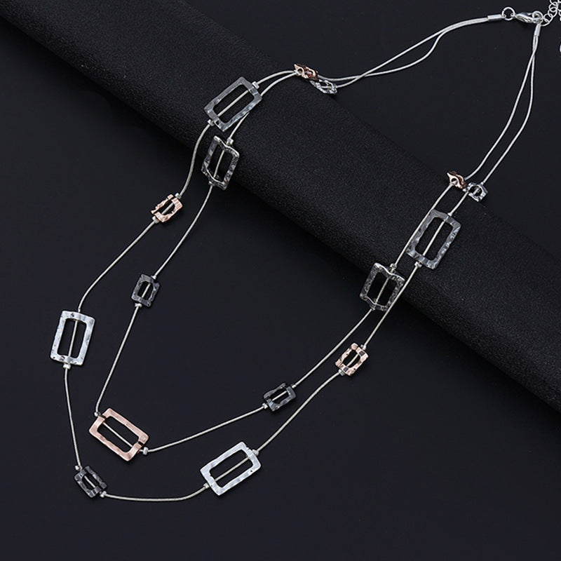Geometric Square Alloy Chain Necklace N4733