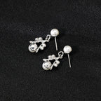 Floral Pearl Rhinestone Earrings Bracelet Necklace Set N4758
