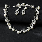 Floral Pearl Rhinestone Earrings Bracelet Necklace Set N4758